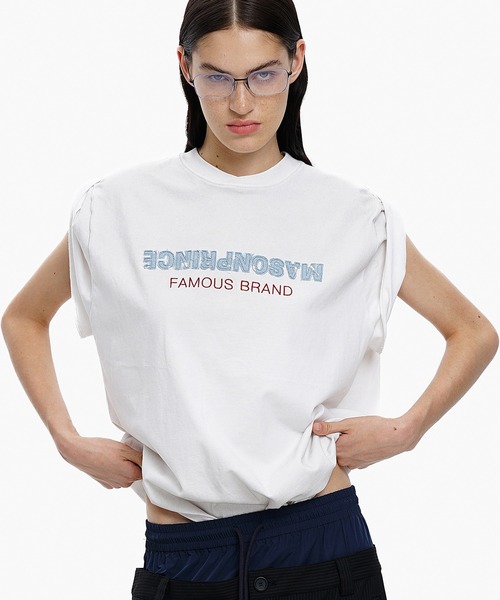 

MASONPRINCE Футболка оверсайз с вышитым логотипом и закатанными рукавами, Mason Prince, белый