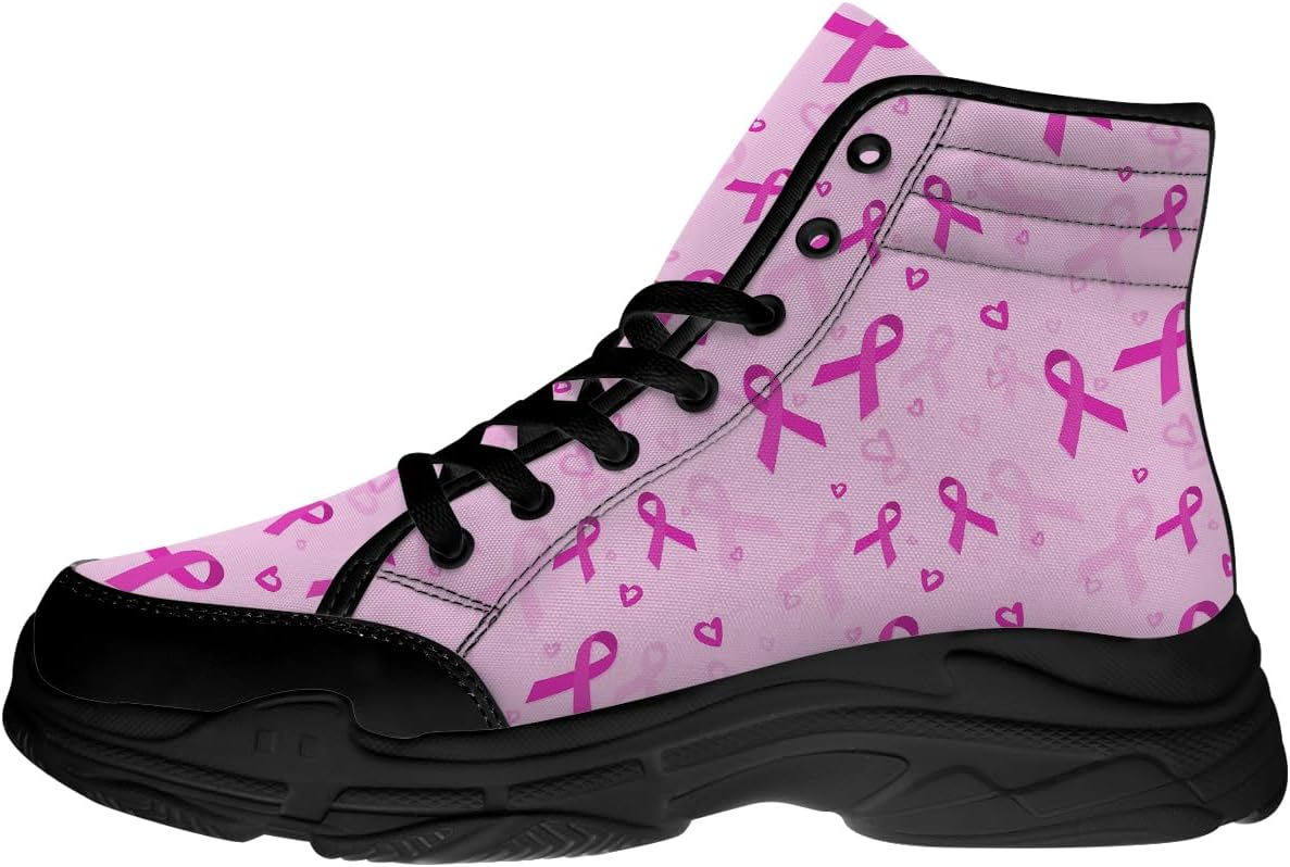 

Кеды на шнуровке высокие для женщин и мужчин с принтом «Рак груди», подарки для нее и него Quorax, розовый