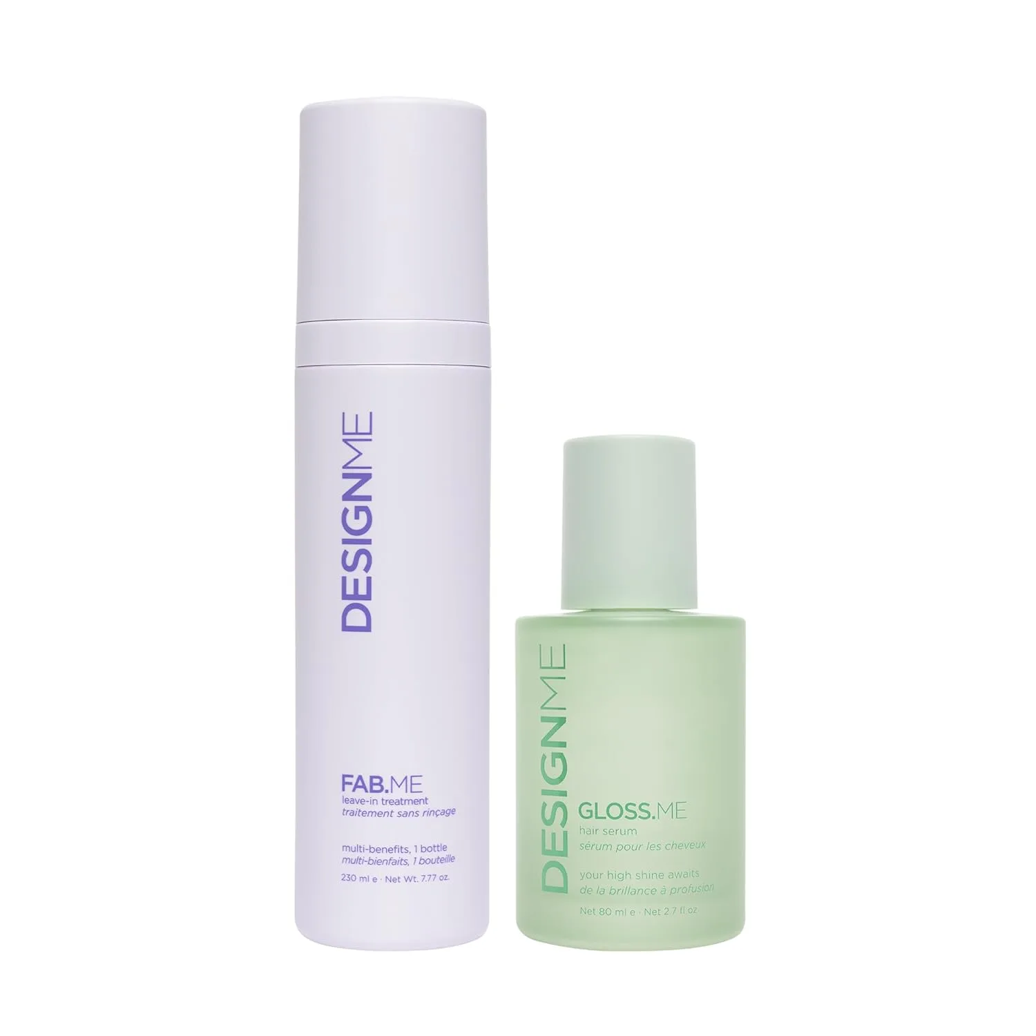 GLOSS.ME Hair Oil и FAB.ME Leave-In Conditioner от DESIGNME | Устраняет спутывание, контролирует пушистость, придает блеск и увлажнение | Защита от тепла и ультрафиолета | Набор для окрашенных волос всех типов Design.Me