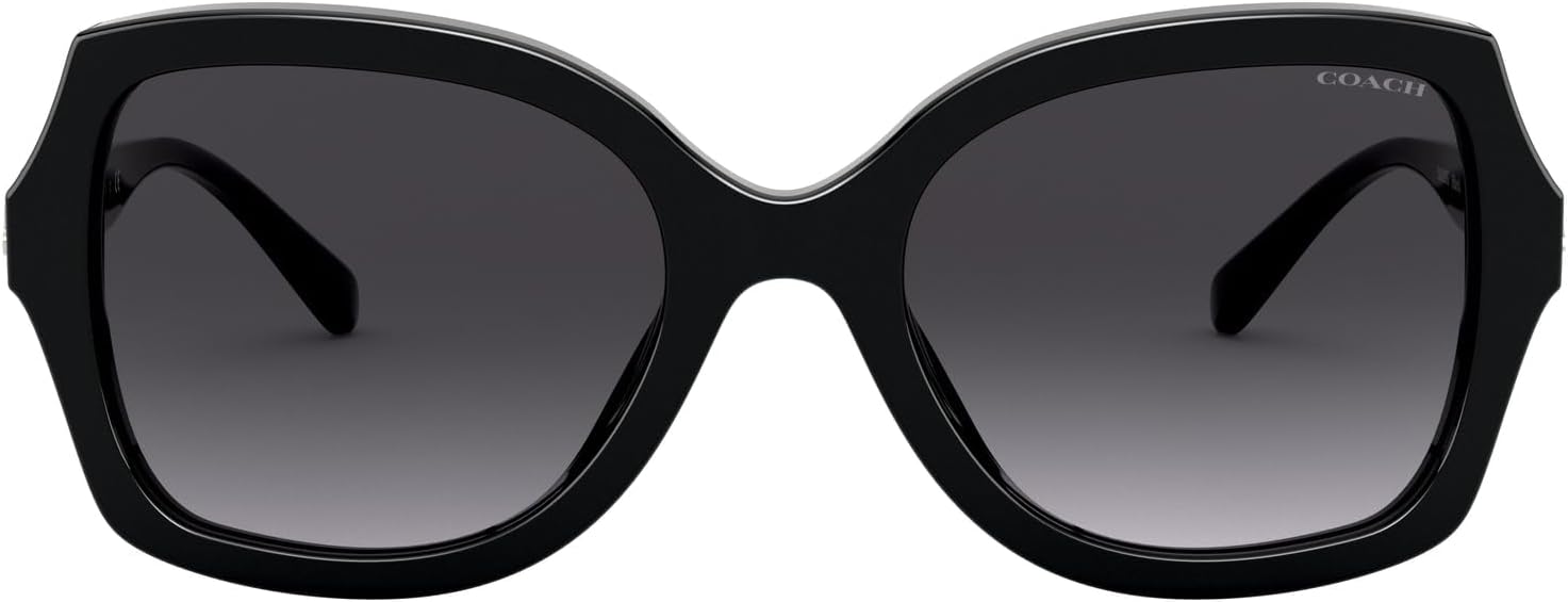 

COACH женские Hc8295 квадратные солнцезащитные очки, Black/Dark Grey Gradient