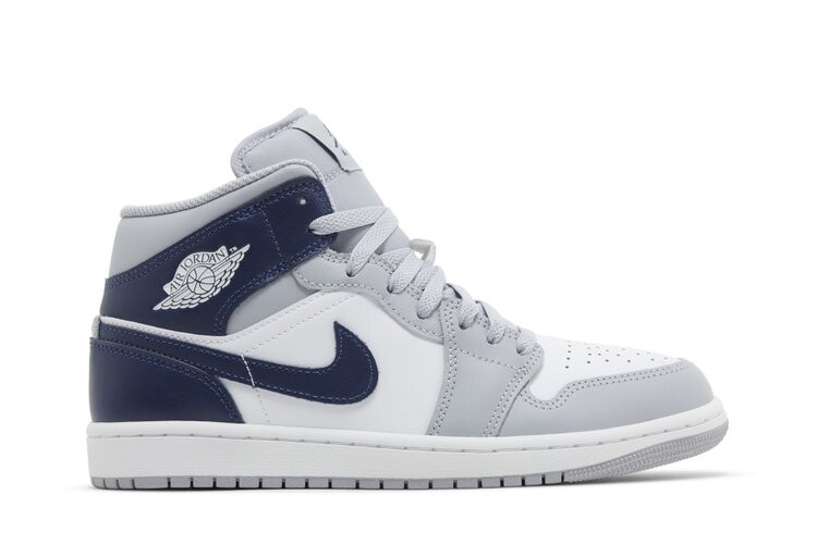 

Кроссовки Air Jordan 1 Mid, цвет Wolf Grey Midnight Navy