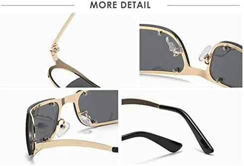 

Солнцезащитные очки без оправы для женщин и мужчин, солнцезащитные очки обтекаемой формы, панк-очки, прямоугольные спортивные очки MTZJH, Silver Light Grey