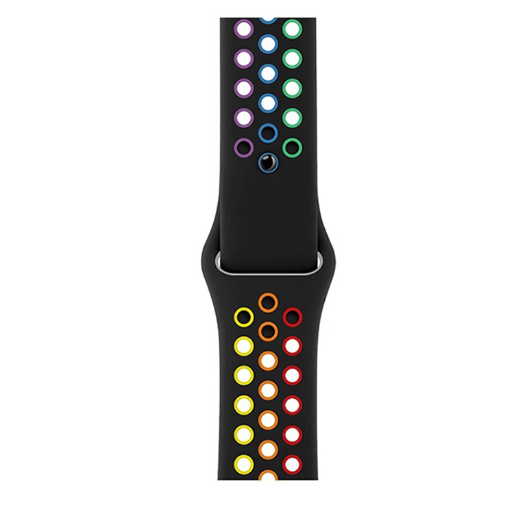 

Wepro Часы Strap Apple Compatibility Silicone Material 38/40/41/42/44/45/49mm, Black Rainbow | Official Website Same Style Breathable Hole Strap