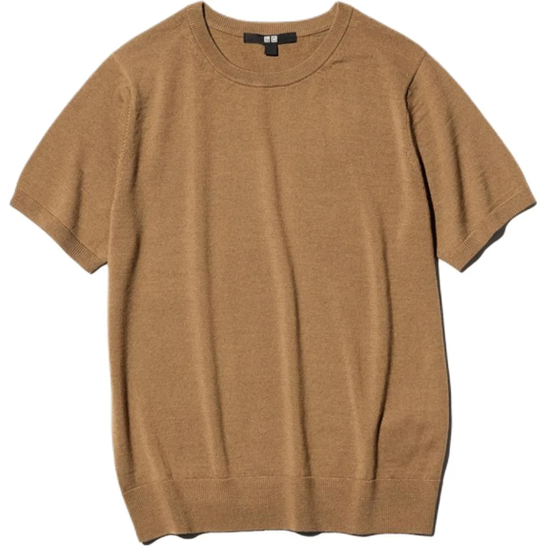 Свитер с круглым вырезом UNIQLO Camel