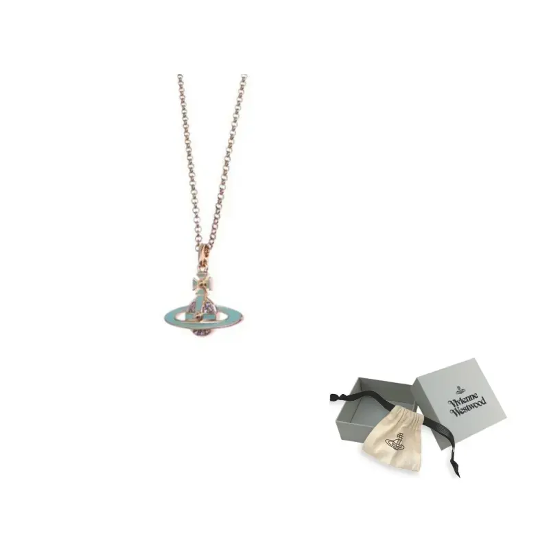 

Vivienne Westwood Латунное колье женское розовое золото/синий Rose Gold/Blue