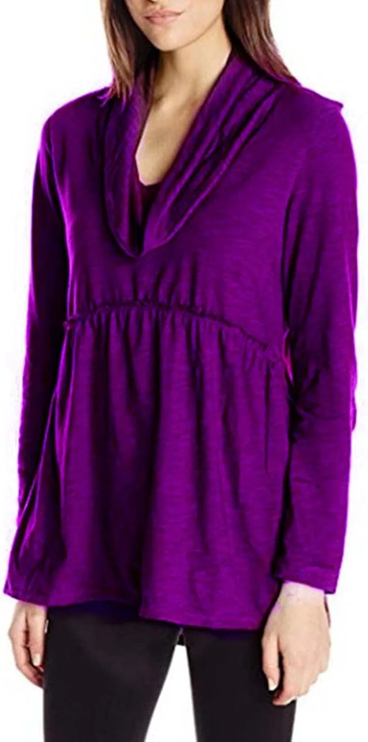 Блуза с плиссировкой, pile collar, Women's Warm Tops, фиолетовый
