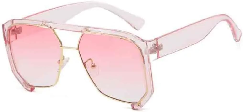 

Винтажные солнцезащитные очки в полуободковой оправе для женщин, толстая оправа с двойной перемычкой, стильные многоугольные солнцезащитные очки UV400 для путешествий VVTWSSW, Pink Gradient Pink