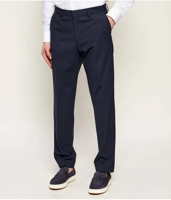 Шерстяные брюки H-Lenon-MM-224 regular fit Boss, темно-синий — фото 3