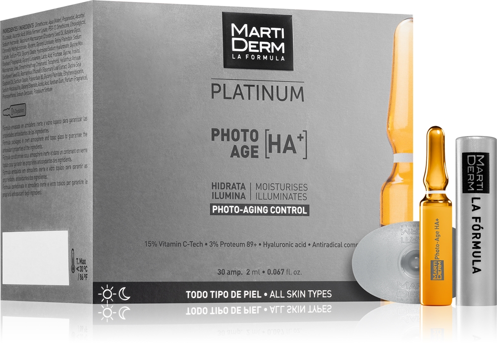 

Platinum Photo Age Ha+ ампулы сыворотки против старения Martiderm, su vitaminu c 30× 2 мл