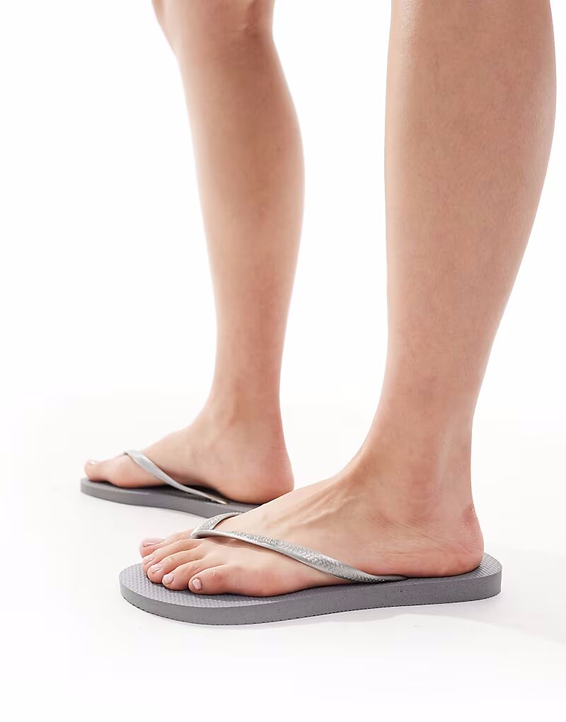 Узкие шлепанцы Havaianas стального серого цвета — фото 4