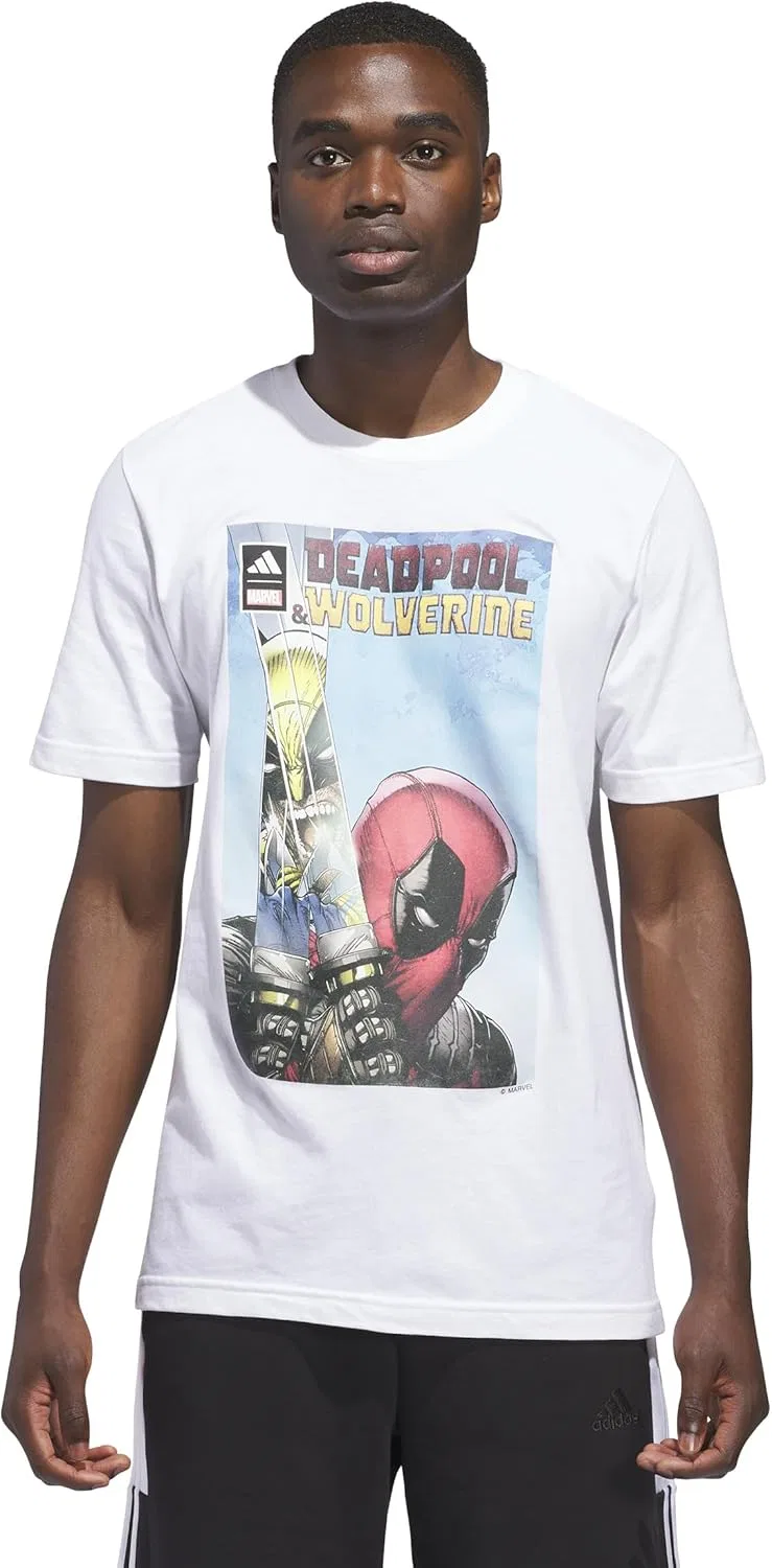 Футболка с графикой Marvel, adidas, белый, Deadpool