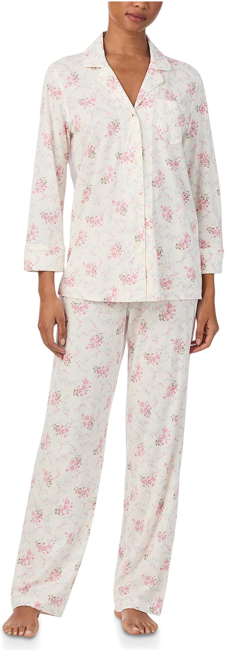 

Пижама Lauren Ralph Lauren Classic Knit Short Sleeve Pj Set, цвет Ivory Floral