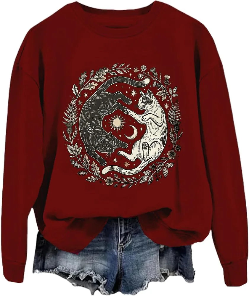 

Толстовка с котами и символами инь-ян FITKEYS