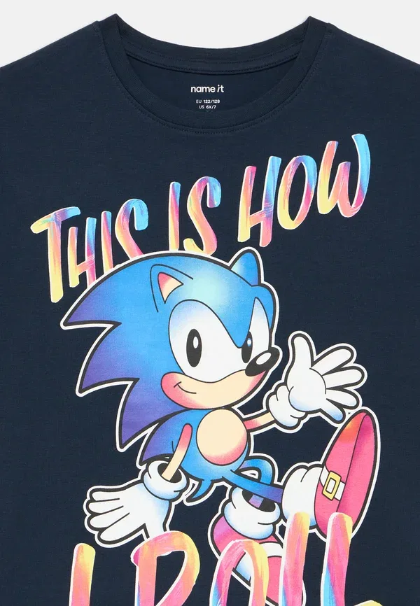 Футболка Nkmdarius sonic nreg ss box sky print t-shirt Name It, темно-синий — фото 4
