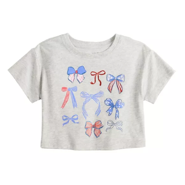 

Футболка свободного кроя с принтом для девочек 4-12 лет Jumping Beans, цвет tossed bows grey