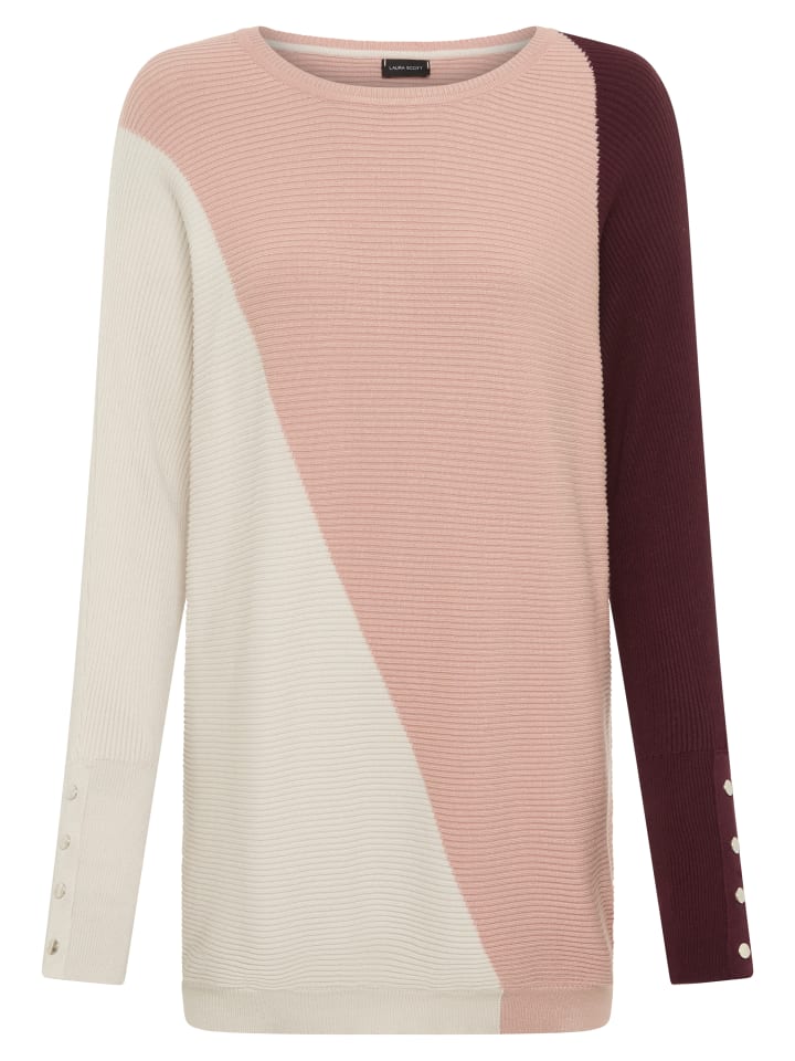 

Свитер летучая мышь в красную и розовую полоску Laura Scott