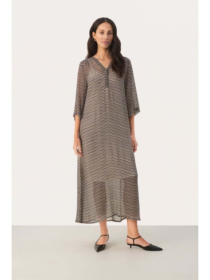 

Платье BeritPW, прямого кроя, маленького размера, черное, с зигзагообразным принтом PART TWO