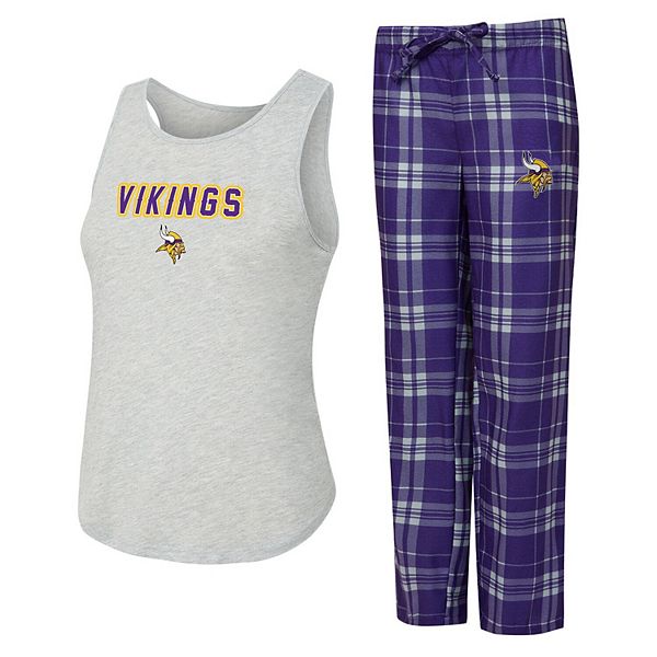 

Женский комплект для сна concepts sport heather gray/purple minnesota vikings regulate plaid: топ и брюки Unbranded