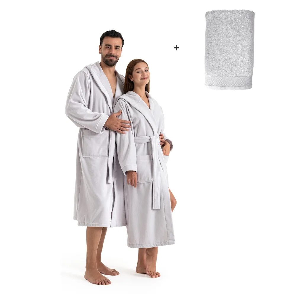 

OTTO home Унисекс-халат Fenya, 330 г/м², идеально для сауны и СПА, гостиничный халат, утренний халат 1 шт., карманы на молнии, мягкий с бесплатным дополнением: 1x полотенце для душа 70x140 см Otto Home, светло-серый