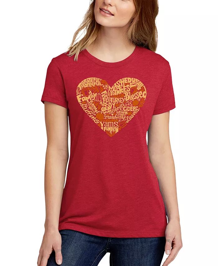 

Женская футболка Thanksgiving Heart Premium Blend Word Art LA Pop Art, красный
