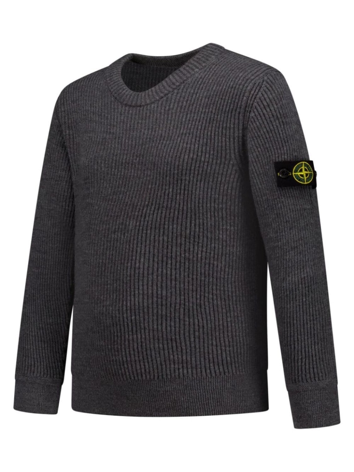 Stone Island Junior шерстяной свитер с резинкой и значком компаса, серый — фото 3