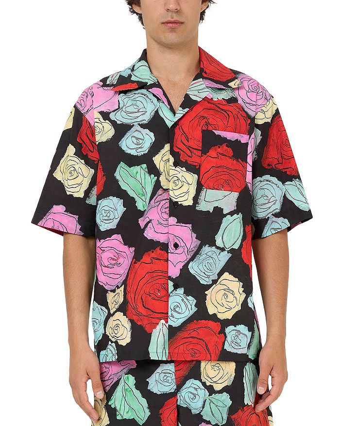 

Печатная короткая рубашка на пуговицах Camp Shirt Marni, черный