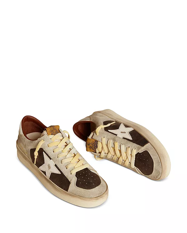 Мужские кроссовки Stardan из кожи и замши Golden Goose, бежевый — фото 4