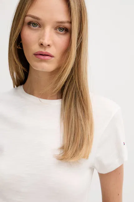 Футболка с коротким рукавом базовая Tommy Hilfiger, бежевый — фото 4