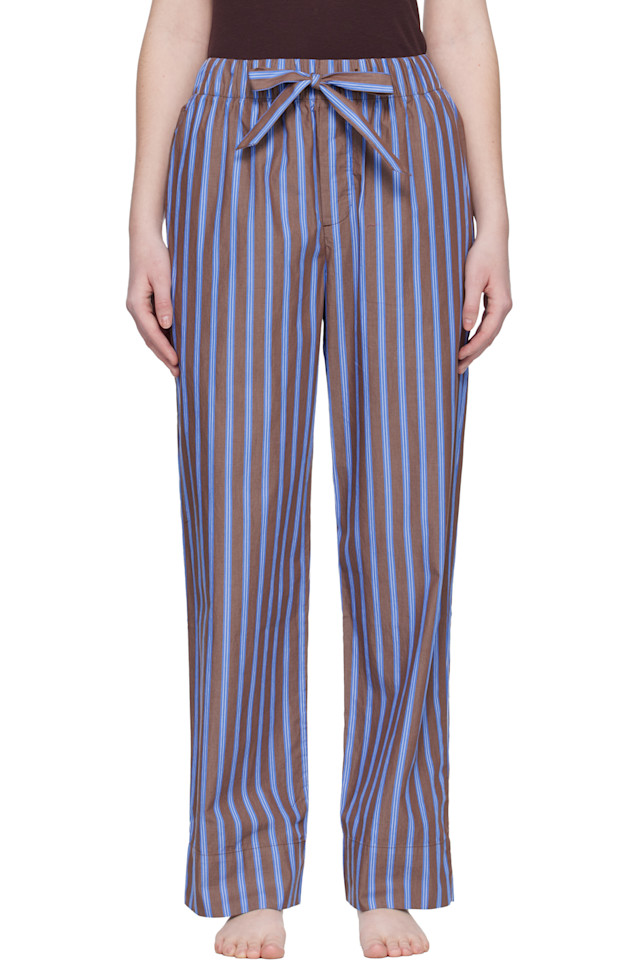 

Tekla Пижамные штаны из поплина коричневого и синего цвета