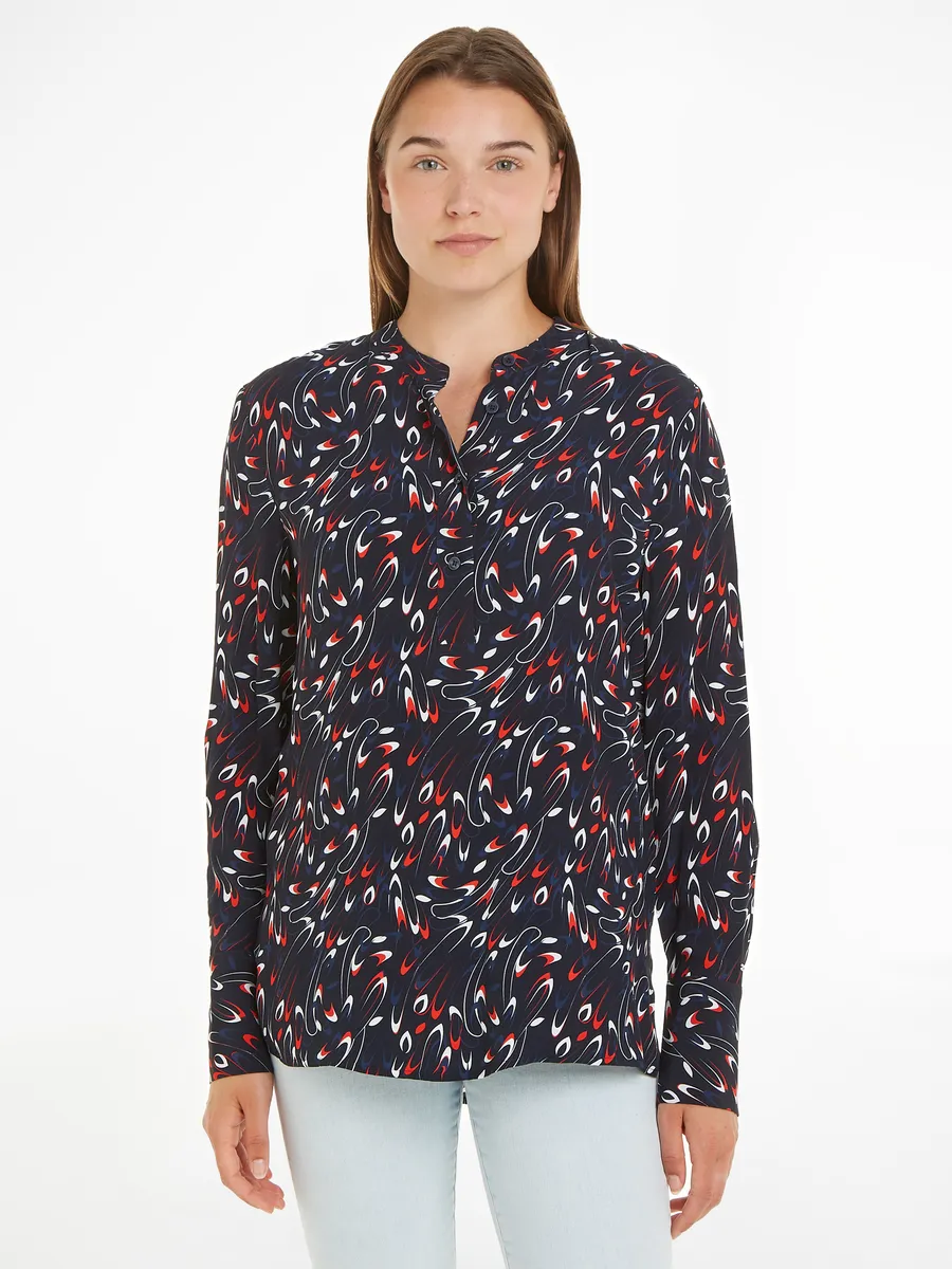 

Блуза Tommy Hilfiger с длинными рукавами "SMALL RIBBON COLLARES REG LS", с узором по всей поверхности, цвет Desert Sky
