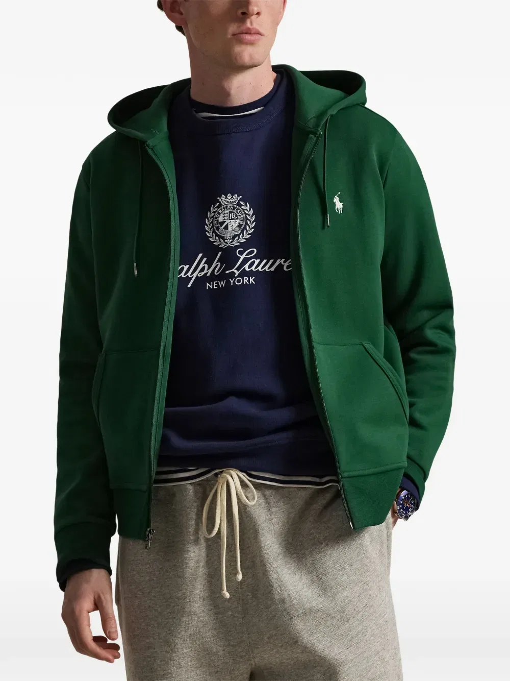 Толстовка на молнии Polo Ralph Lauren, зеленый — фото 3