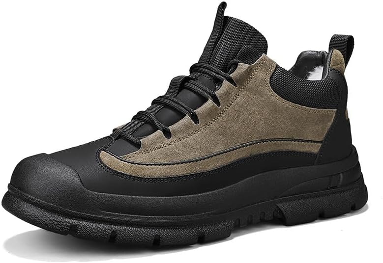 

Мужские утепленные трекинговые ботильоны с меховой подкладкой, шнуровкой, зимние, водоотталкивающие, для пеших прогулок и снега, на холодную погоду, с противоскользящей подошвой, легкие и удобные кроссовки для снега Hhhchpm, коричневый