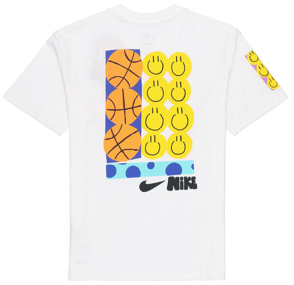 Футболка Nike Smiling Face Basketball Pattern Printing Breathable Sports Short Sleeve White, мультиколор — фото 2
