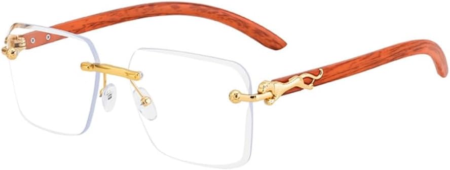 

Модные прямоугольные солнцезащитные очки без оправы. Изысканные солнцезащитные очки без оправы с леопардовым принтом. Очки с защитой от УФ-излучения UV400 MTZJH, Gold White