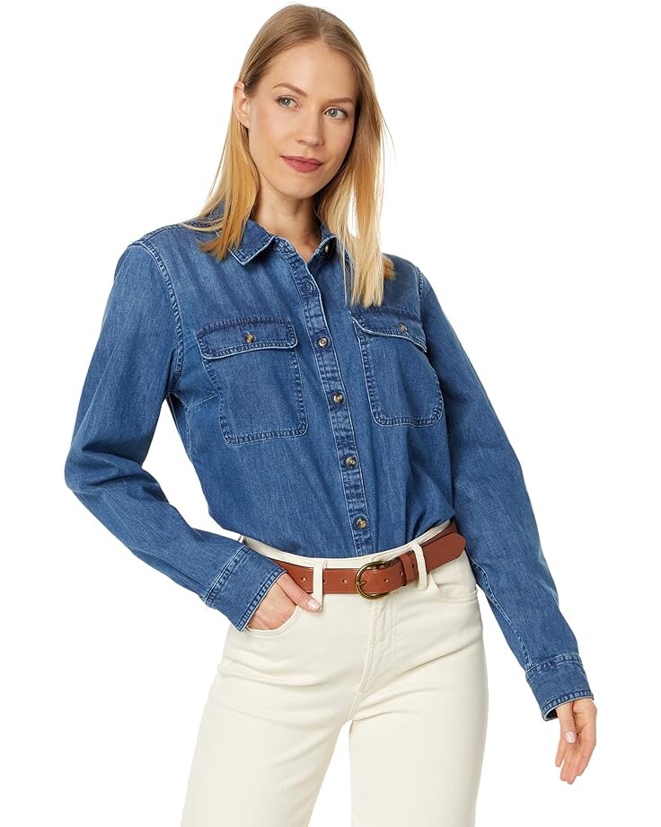 

Рубашка L.L.Bean Heritage Washed Denim, цвет Medium Indigo