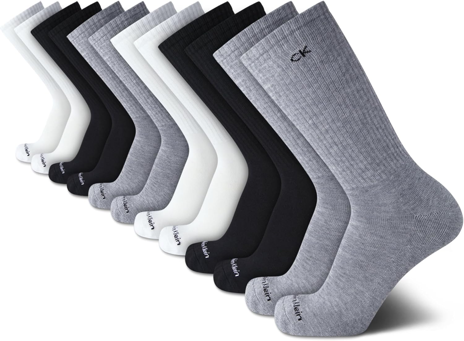

Мужские носки Calvin Klein Crew Socks - 12 пар дышащих спортивных носков с мягкой подкладкой для мужчин, для занятий спортом и бега, Grey Assorted