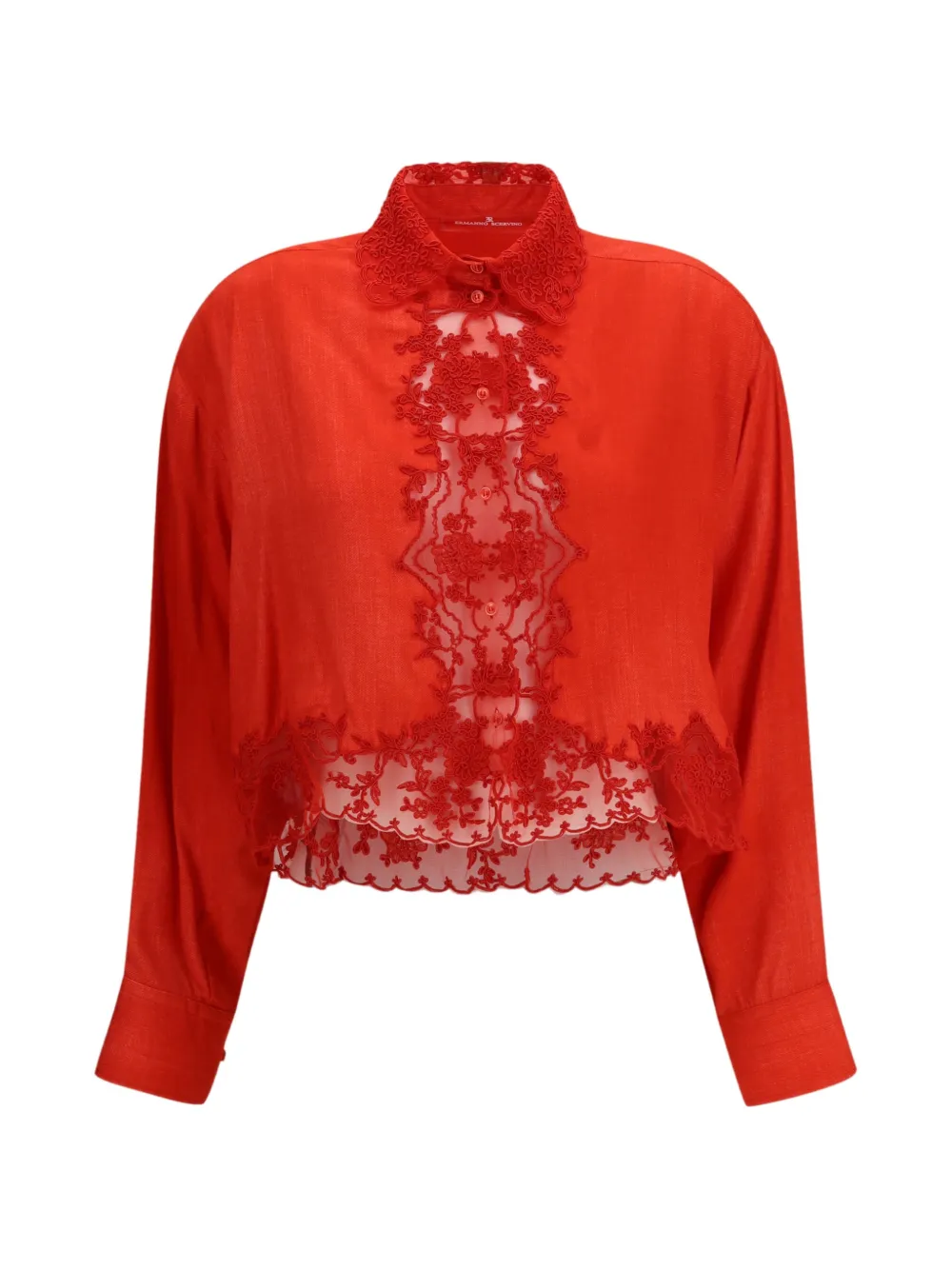

Рубашка с кружевной отделкой Ermanno Scervino, красный