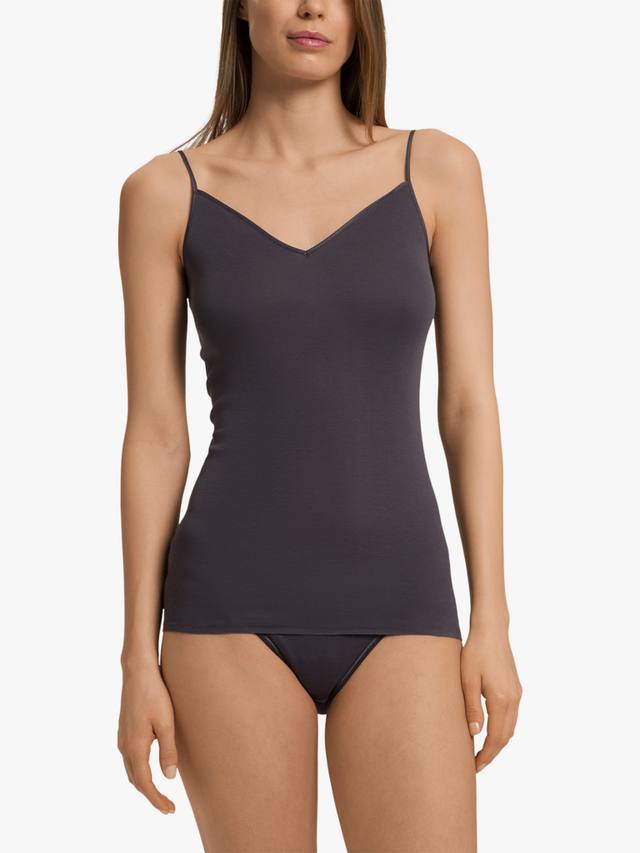 

Беспрошовный хлопковый топ спагетти Hanro, Black Pearl