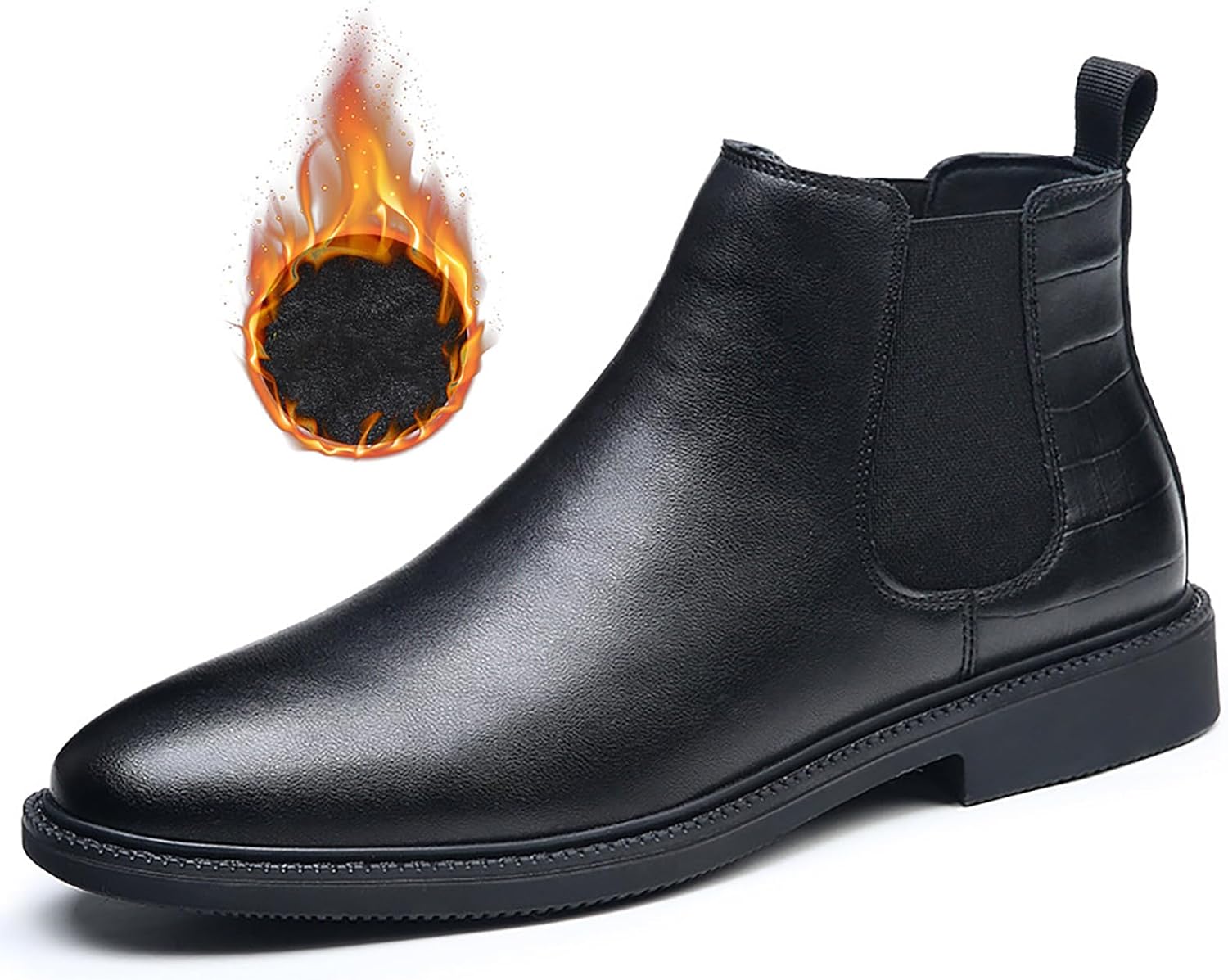 

Мужские ботинки Chelsea на низком массивном каблуке из натуральной кожи, осень-зима, модные, с удобной посадкой, стиль Oxfords, с мягкой подошвой, повседневные и деловые обувь Rynkoma, черный