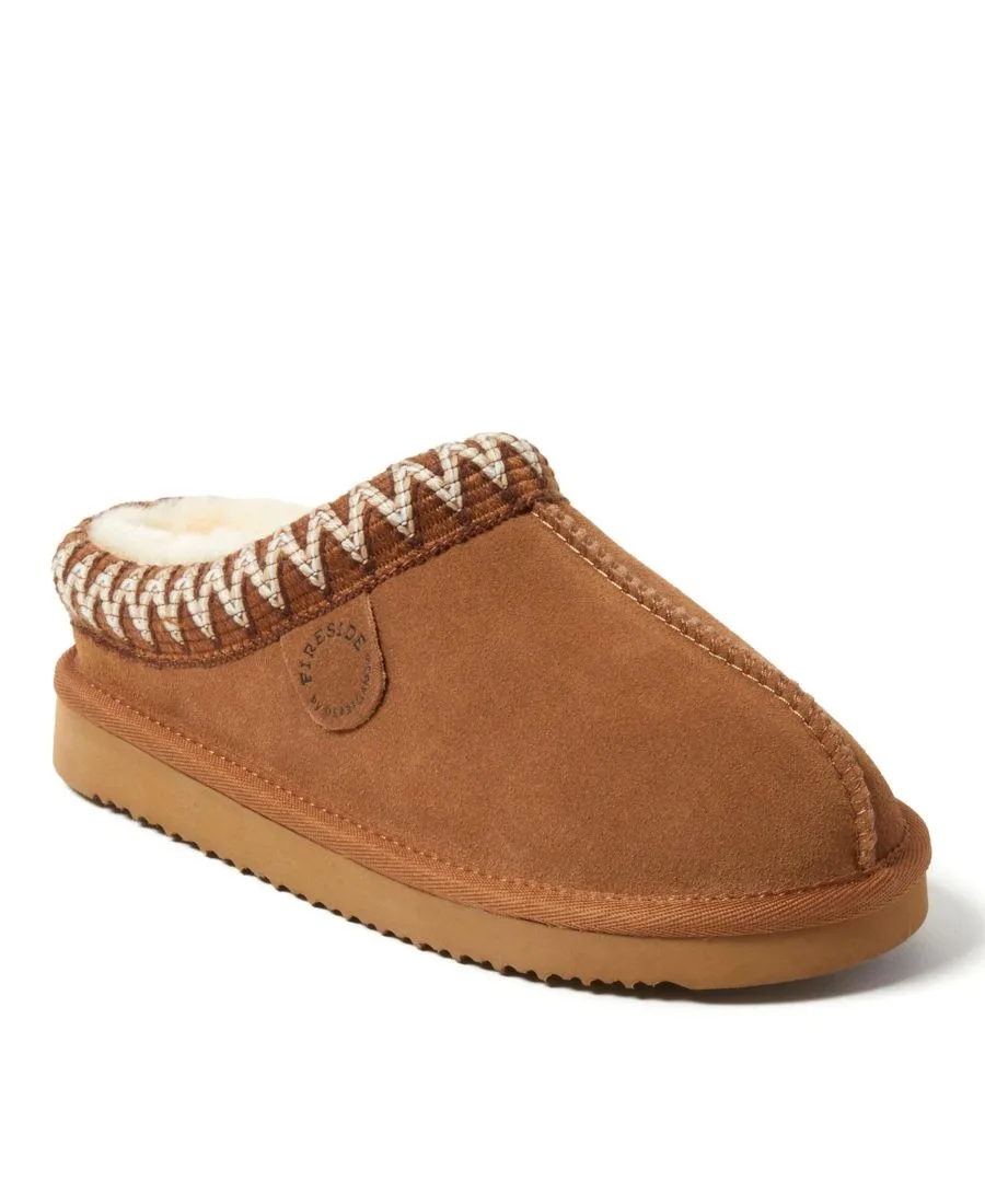 Сабо Greta из натуральной овчины с вышивкой Dearfoams, Chestnut