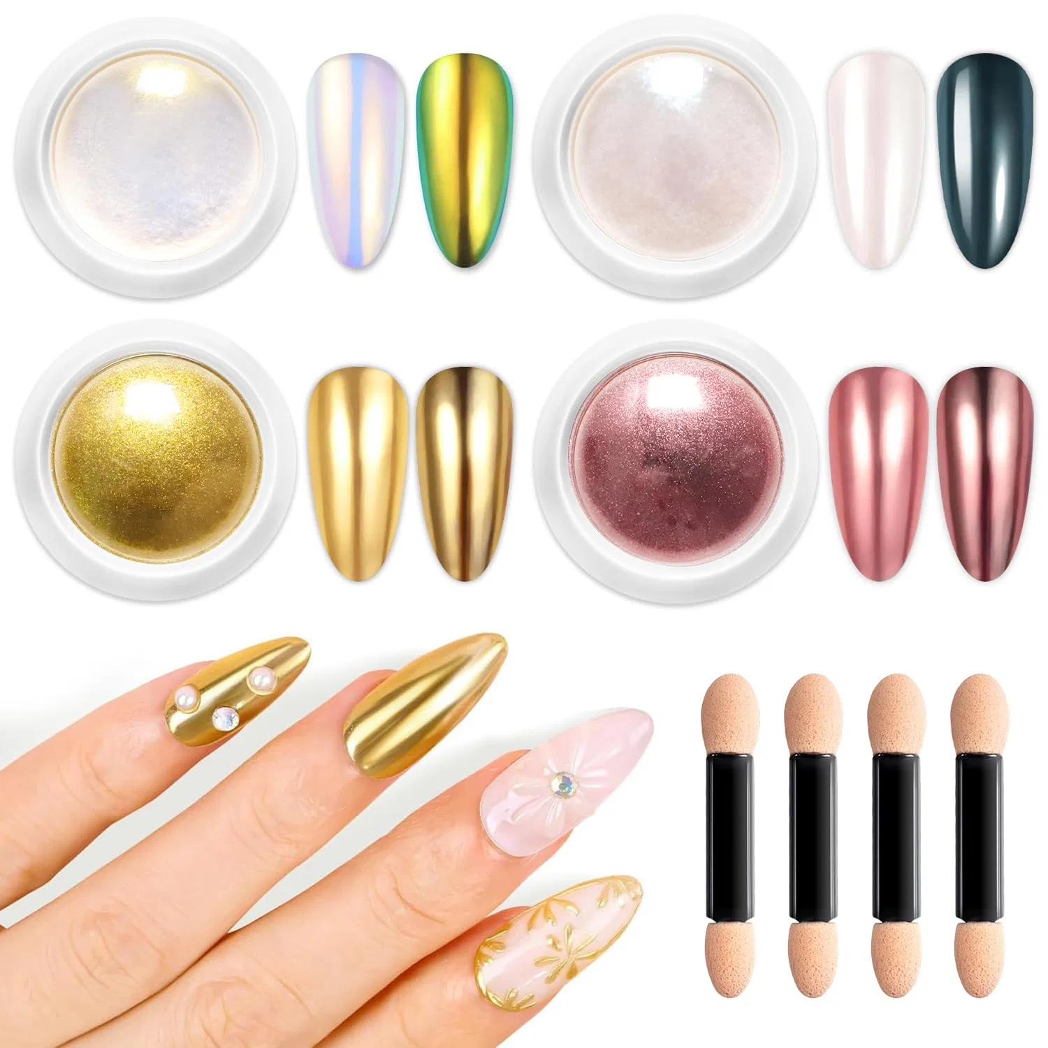Набор пудры для ногтей «Rose Gold Chrome» от BISHENGYF Bishengyf
