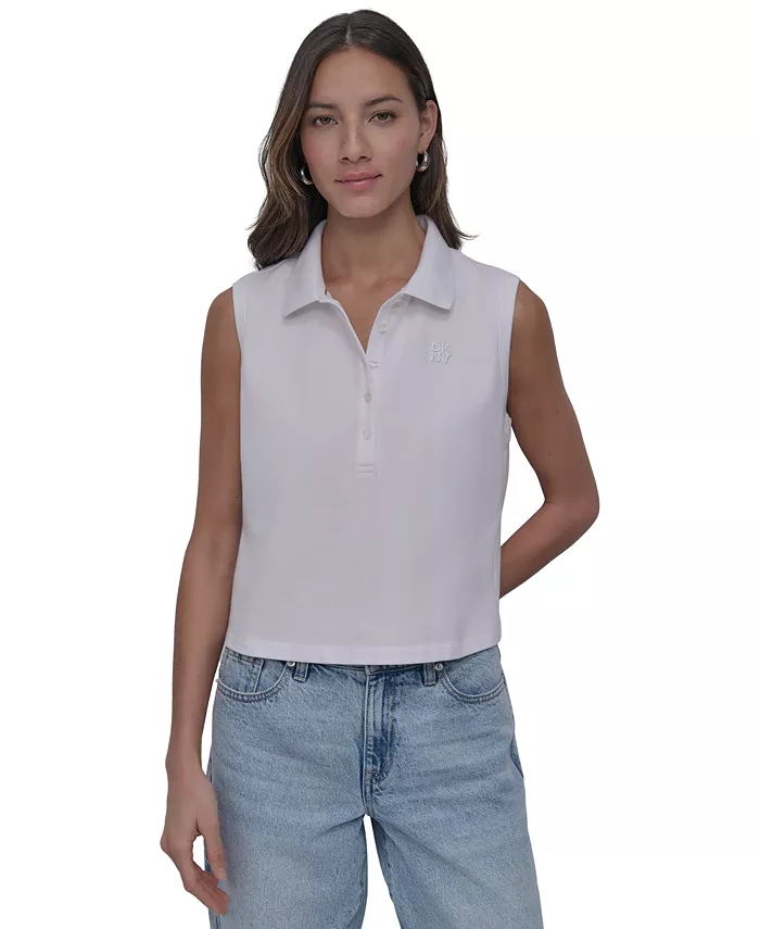 

Женская укороченная поло без рукавов DKNY Jeans, белый