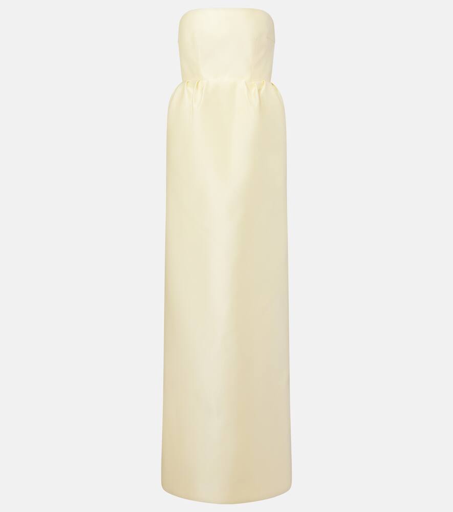 

Шелковое сатиновое платье без бретелей Prada, Crema