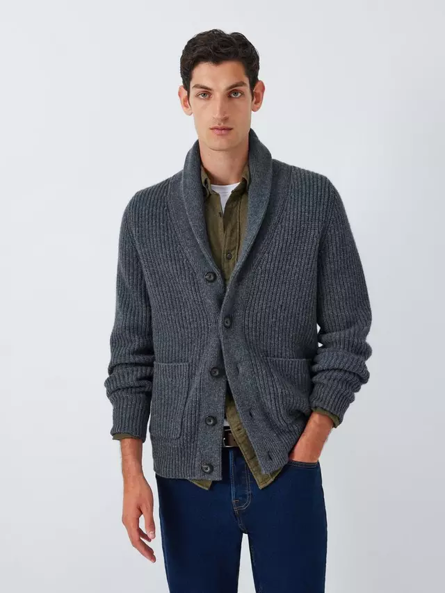 

Кардиган John Lewis Wool Cashmere Blend Shawl Neck, цвет charcoal