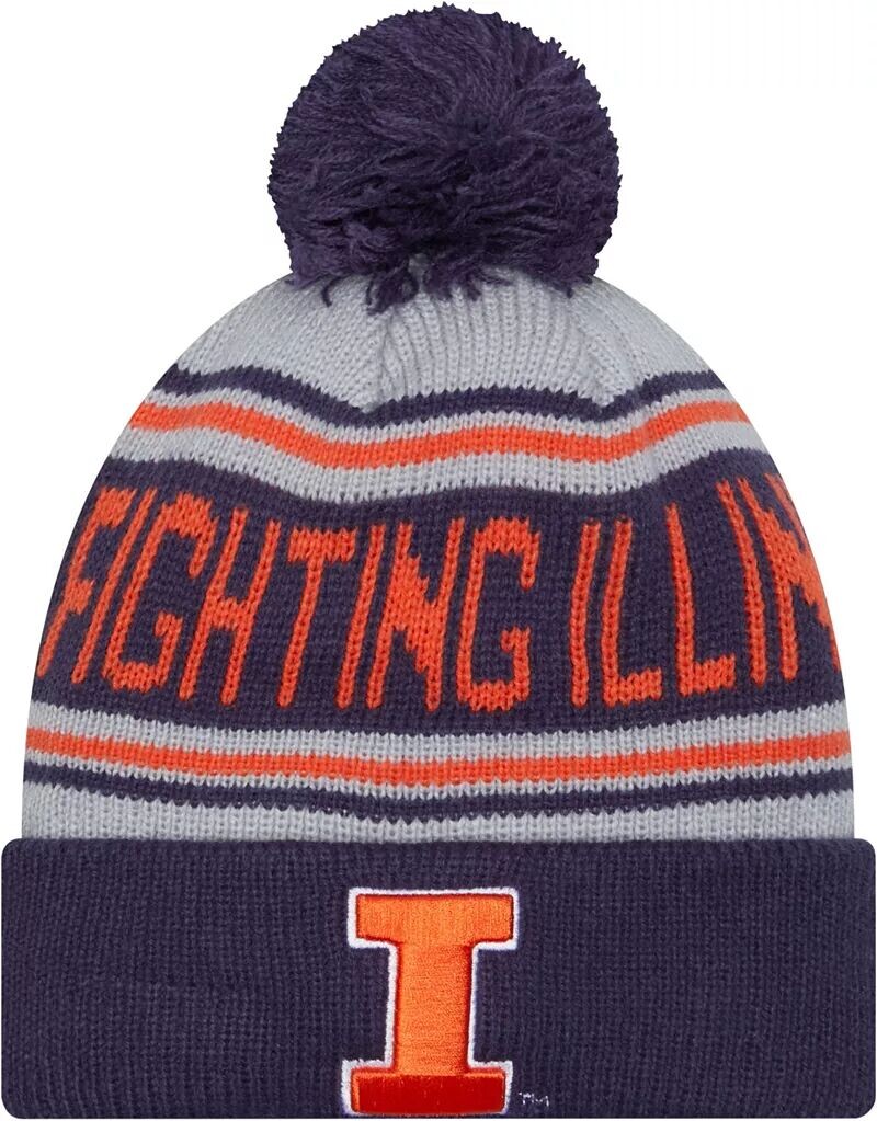 

Мужская шапка-бини New Era Illinois Fighting Illini с синим помпоном и надписью