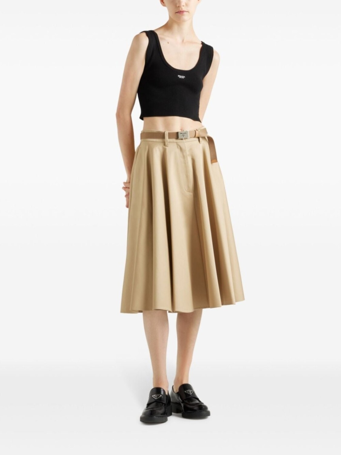 Юбка Prada Chino Midi, бежевый