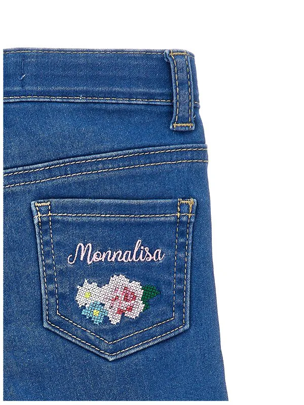 Джинсы с камуфляжным рисунком, прямые джинсы Monnalisa, Denim — фото 3