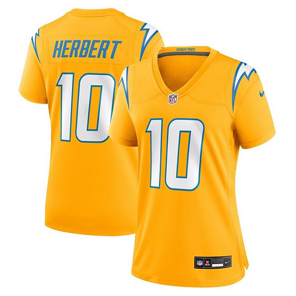 

Женская игровая футболка Los Angeles Chargers alternate charger power Джастина Герберта gold Nike, Золотой, Женская игровая футболка Los Angeles Chargers alternate charger power Джастина Герберта gold Nike