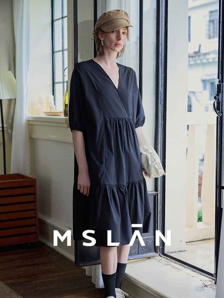 

Платье-зонтик Lyocell Mslan трапециевидной формы, черный