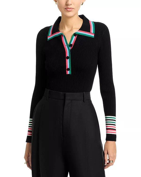 

Свитер с длинными рукавами и воротником T Tahari, черный